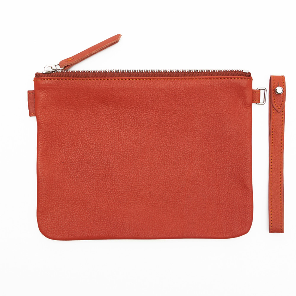 Orange Leather Pouch With Strap | Richings Greetham Accessories